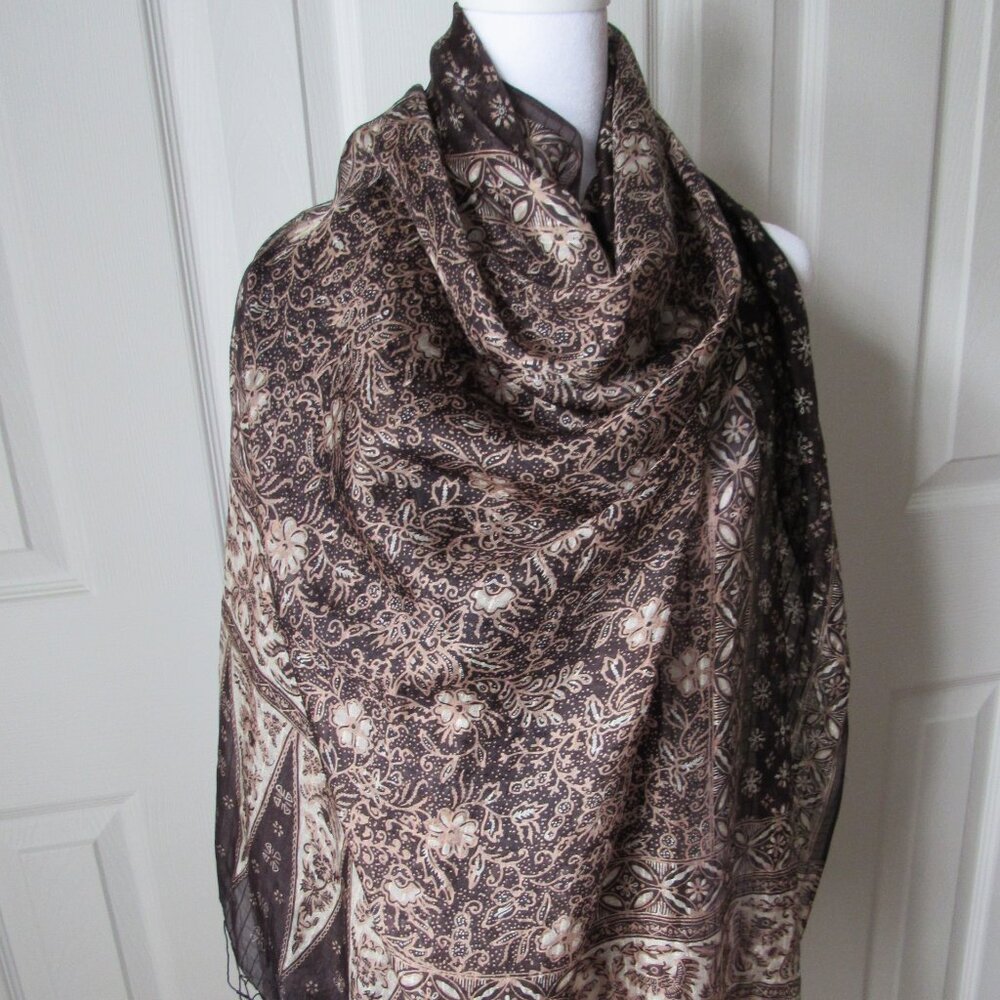 Gorgeous BATIK KERIS Sarong Shoulder Wrap Scarf Indonesian Style Fringe Large